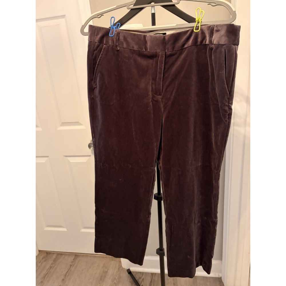 J. Crew Velvet City Fit Trousers Pants Deep Gray 12 Holiday Office Preppy EUC